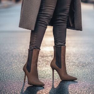 Good American Womens Neoprene Bootie in Chocolate NIB